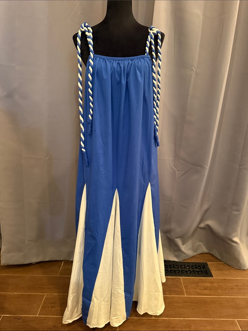 entro Blue and White Maxi Dress with Rope Straps. Worn Once. Great For Summer!